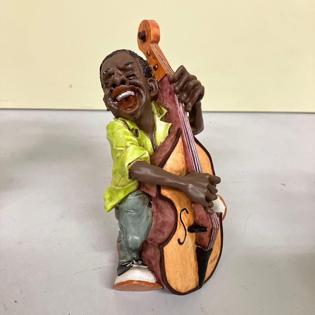 E-4 黒人ジャズバンド フィギュア 6体セット 楽器付き 置物 陽気な音楽隊