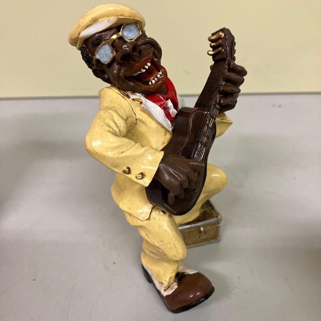 E-4 黒人ジャズバンド フィギュア 6体セット 楽器付き 置物 陽気な音楽隊
