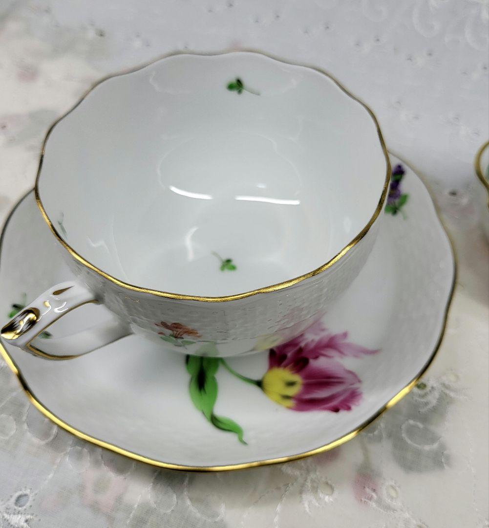 美品✨ヘレンド バコニーの春 ピンクのチューリップ カップ、シュガー2点