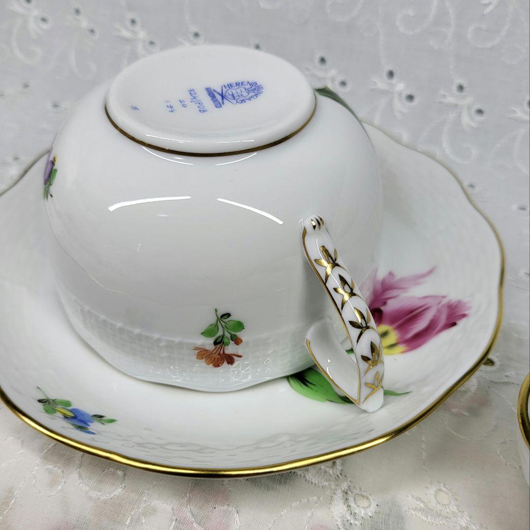 美品✨ヘレンド バコニーの春 ピンクのチューリップ カップ、シュガー2点