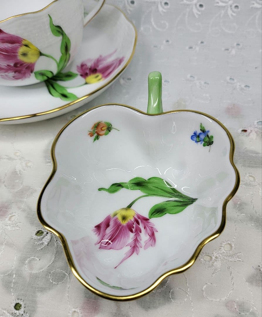 美品✨ヘレンド バコニーの春 ピンクのチューリップ カップ、シュガー2点