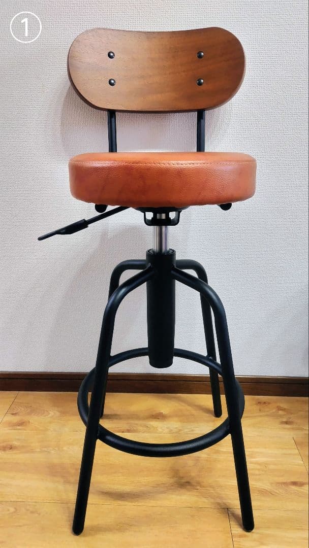 週末セール！限定カラー昇降式カウンターチェアタムチェア2脚セットキャメルブラウン