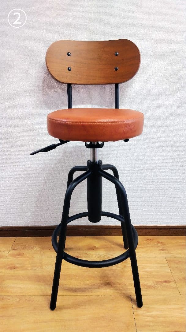 週末セール！限定カラー昇降式カウンターチェアタムチェア2脚セットキャメルブラウン