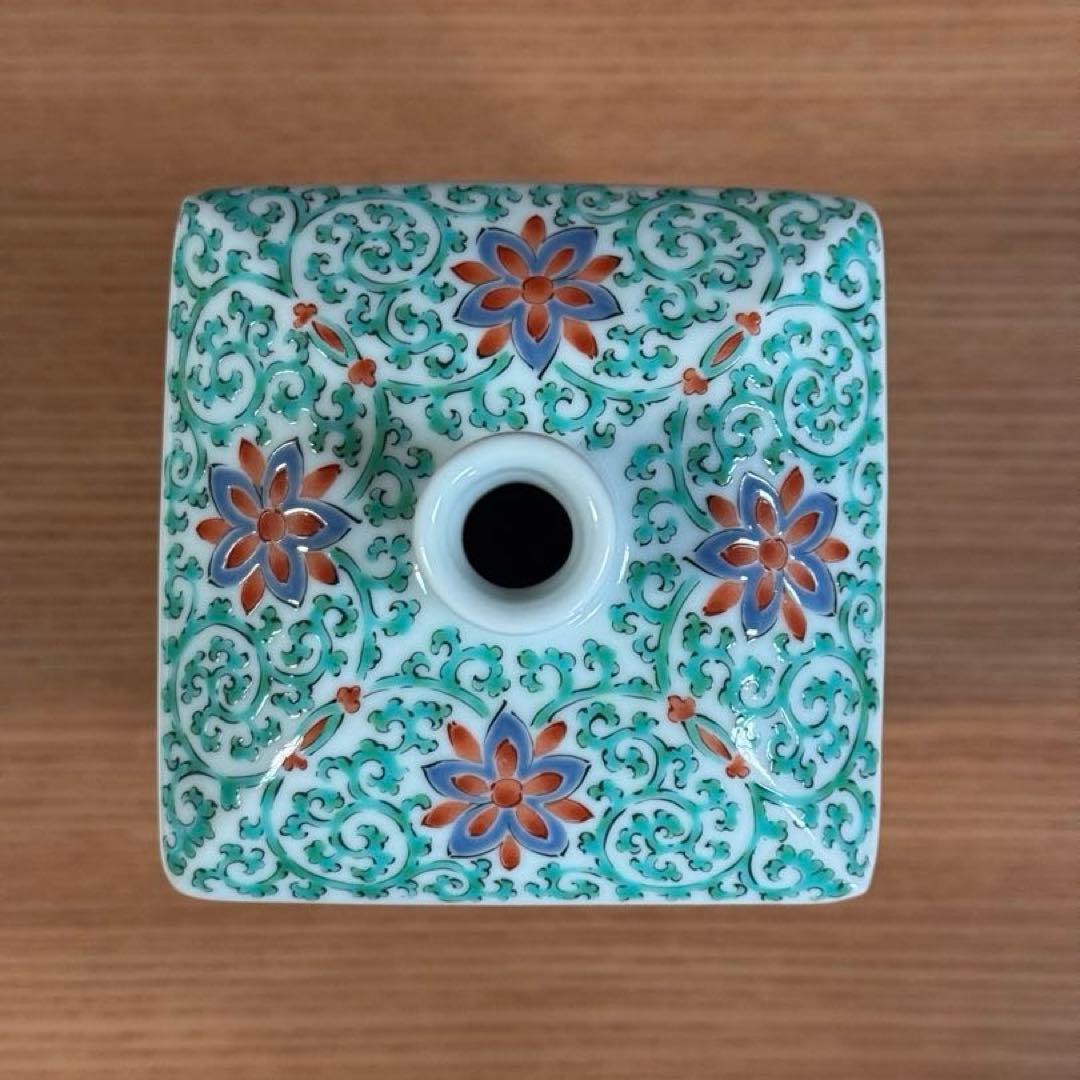 有田焼 李荘窯 柿右衛門様式 色絵 角花瓶☆