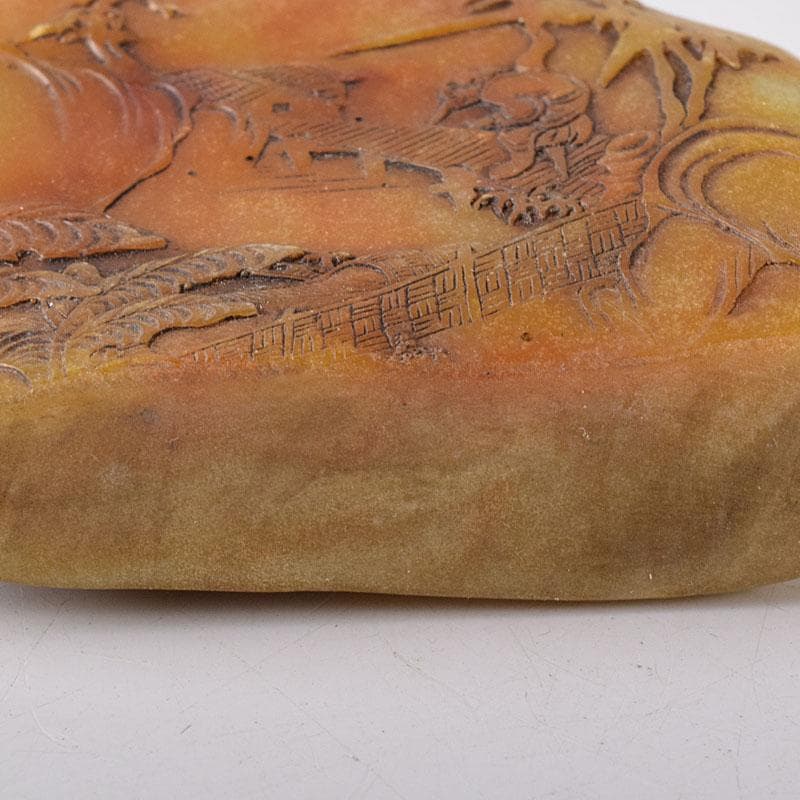 中国 篆刻 玉石田黄石彫刻 山水人物文刻 印材 置物 V 7836 - メルカリ