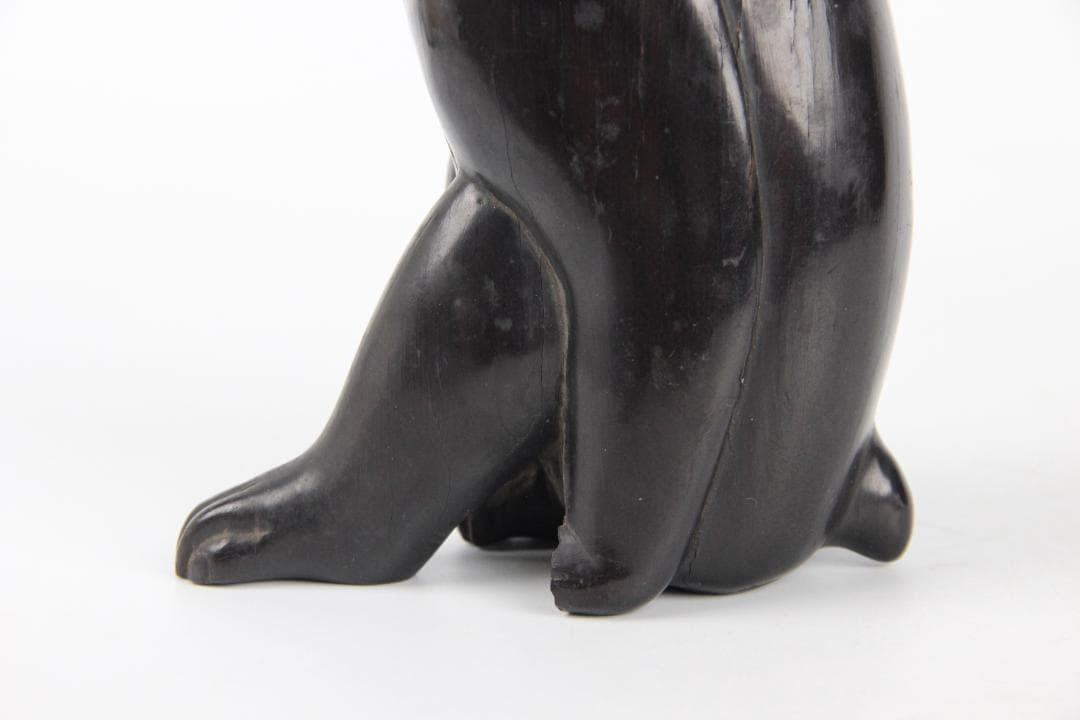 室町時代 木彫 猿置物 黒檀　硬木 在銘有 花押付　日本彫刻 FF01-01