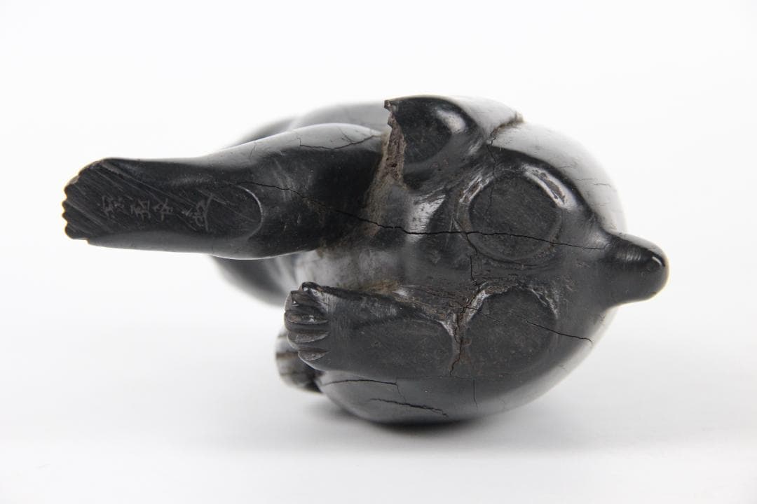 室町時代 木彫 猿置物 黒檀　硬木 在銘有 花押付　日本彫刻 FF01-01