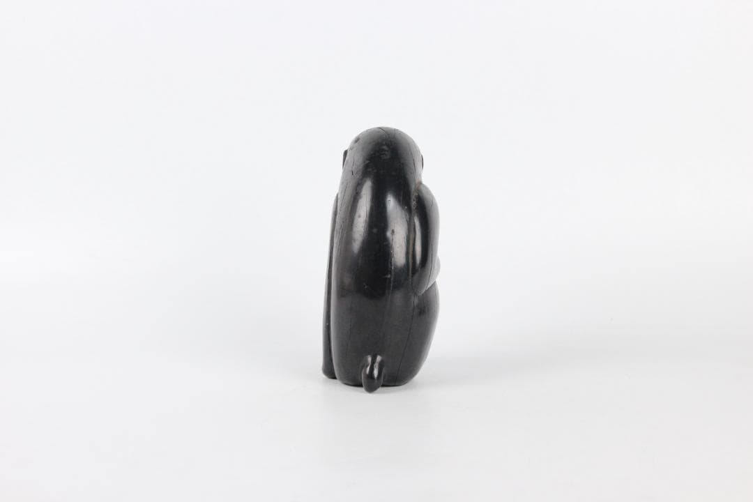 室町時代 木彫 猿置物 黒檀　硬木 在銘有 花押付　日本彫刻 FF01-01