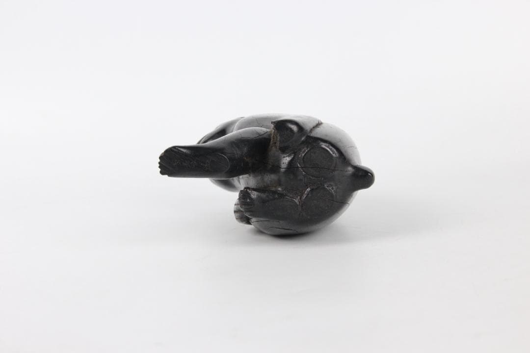 室町時代 木彫 猿置物 黒檀　硬木 在銘有 花押付　日本彫刻 FF01-01