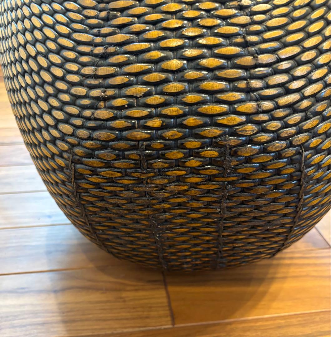 アジアン家具 天然素材バスケット 木製ハンドル