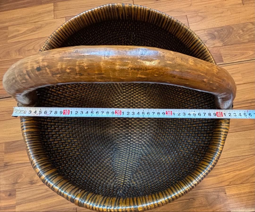 アジアン家具 天然素材バスケット 木製ハンドル