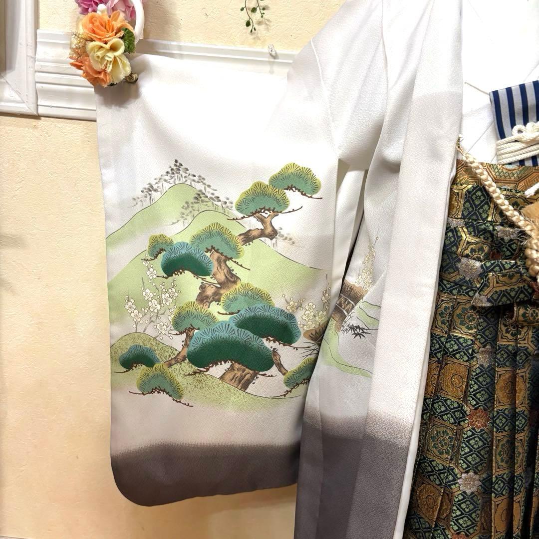 美品七五三五歳‼️白地豪華絢爛着物 男の子 袴 完全️フルセット‼️お家から揃えるなし