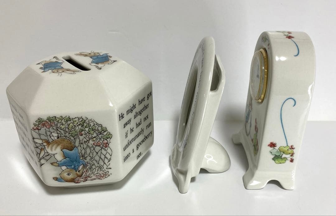 ウェッジウッドピーターラビット 貯金箱 写真立て 置時計 旧刻印 イギリス製