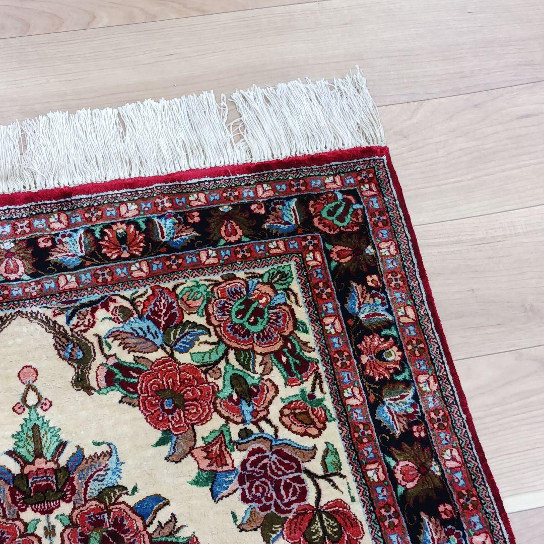 Y3349 高級ペルシャ絨毯 クム産 シルク100% 手織り 保証書付 - メルカリ