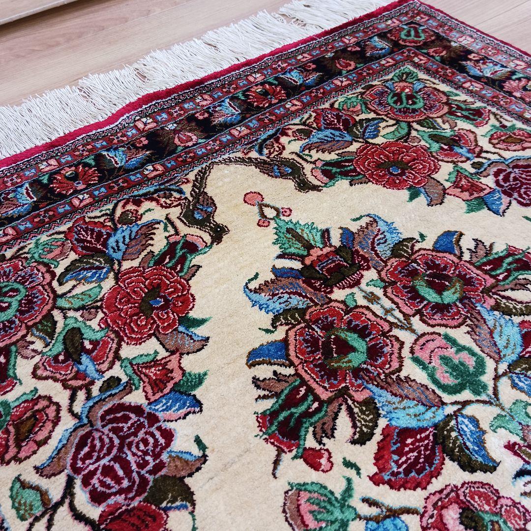 Y3349 高級ペルシャ絨毯 クム産 シルク100% 手織り 保証書付 - メルカリ