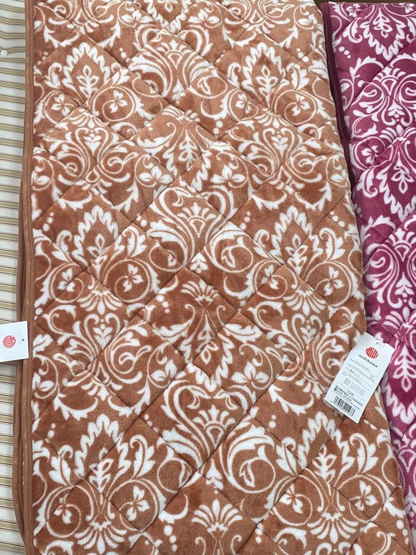 新品♦️西川高級敷きパッド♦️ダマスク柄 ブラウン シングル2枚セット♦️送料込