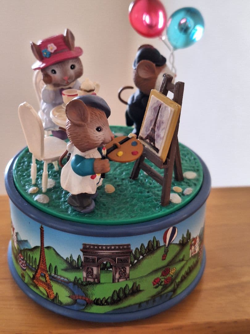 希少　ENESCO　ネズミの画家　エッフェル塔　パリ　オルゴール