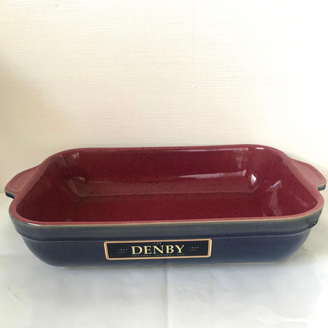 新品　イングランド製　DENBY 陶器製オーブン皿 サラダボウル　赤青