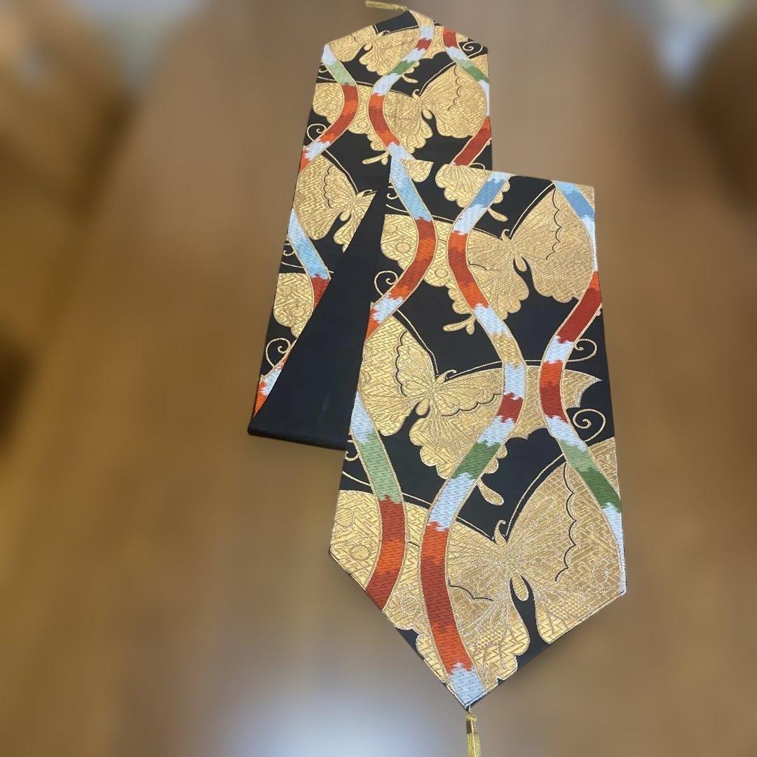 table runner 「立涌に金彩蝶」 帯リメイク 正絹 - メルカリ