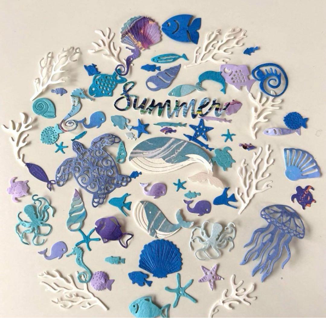 オーダーページ　海の生き物　ペーパークラフト　アルバム素材　ダイカット 色紙素材