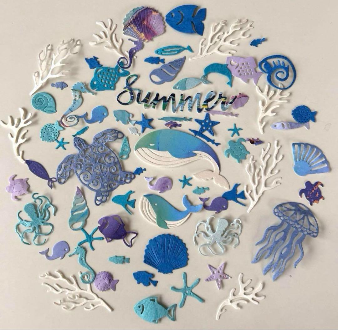 オーダーページ　海の生き物　ペーパークラフト　アルバム素材　ダイカット 色紙素材