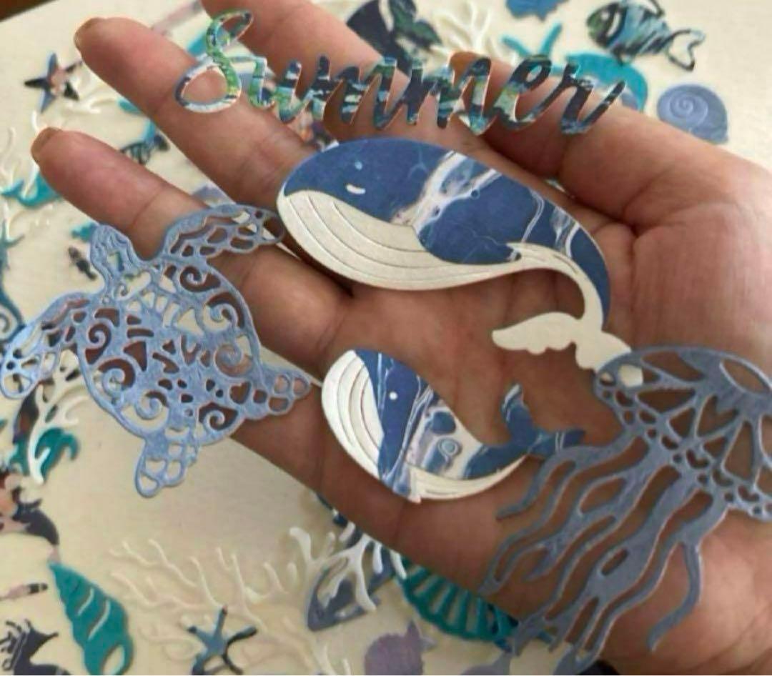 オーダーページ　海の生き物　ペーパークラフト　アルバム素材　ダイカット 色紙素材