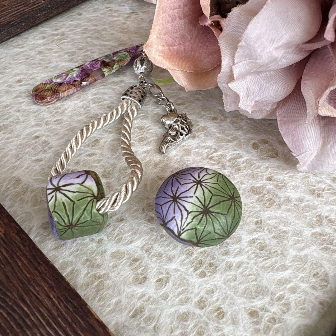 小さめサイズ「佳き日に」 四角なコロコロ帯飾り＊ポリマークレイ