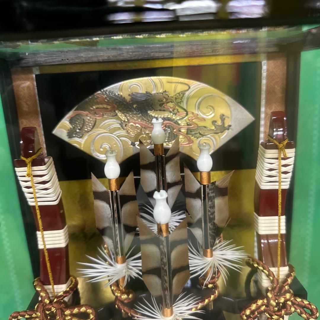 最終値下　東京　人形の久月　破魔弓　天慶１０号　ガラスケース　家紋付き　正月飾り