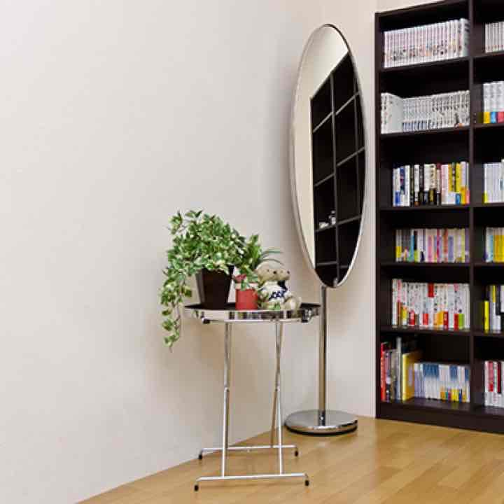 オーバル　スタンドミラー　BR/CM