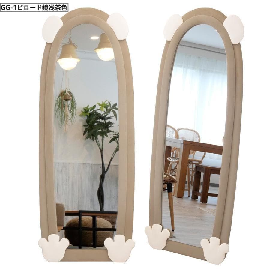 大特価セール全身鏡 韓国風 可愛い 160x60 ビロードフレーム 深茶色07