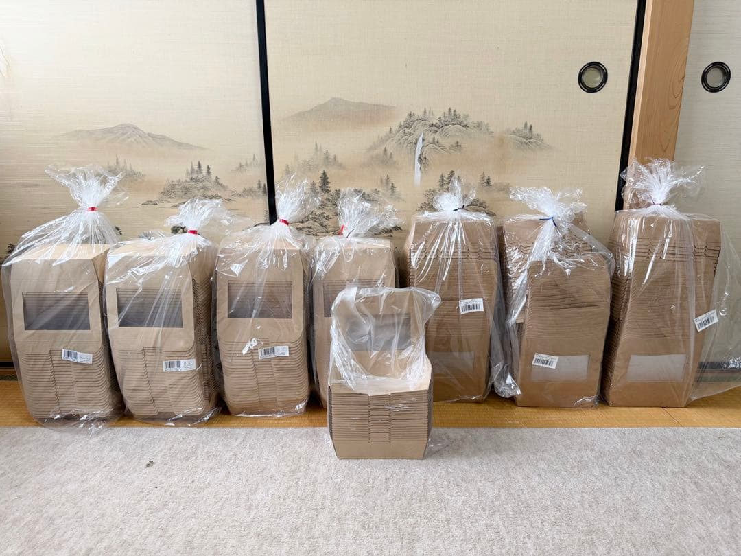 未使用 窓付きランチボックス 未晒し M クラフト フードパック 使い捨て容器