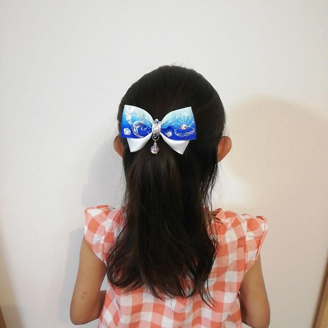 確認　たらりんヘアリボン ヘアゴム 華やかロングリボン　アンティークローズ