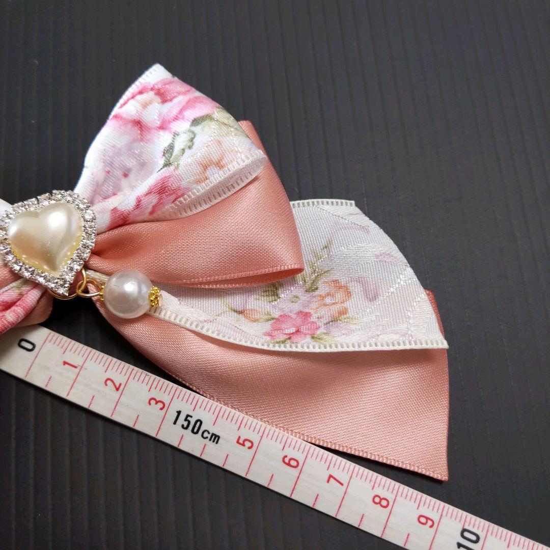 確認　たらりんヘアリボン ヘアゴム 華やかロングリボン　アンティークローズ