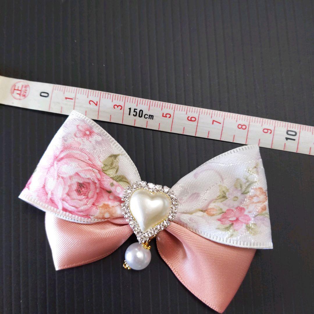 確認　たらりんヘアリボン ヘアゴム 華やかロングリボン　アンティークローズ