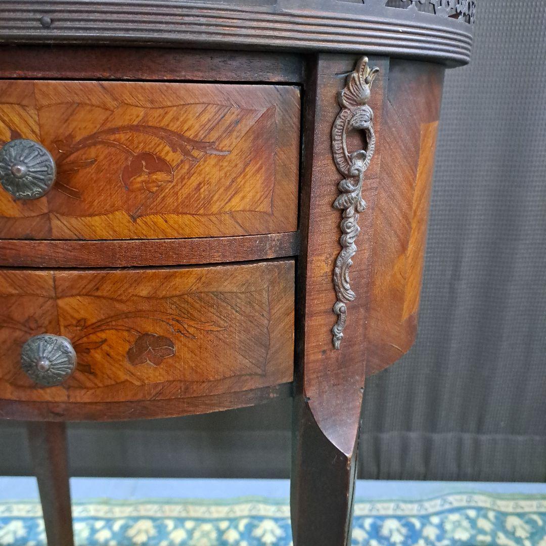 アンティークマリネール調 陶板象嵌 サイドテーブル コンソール 飾り棚 猫脚