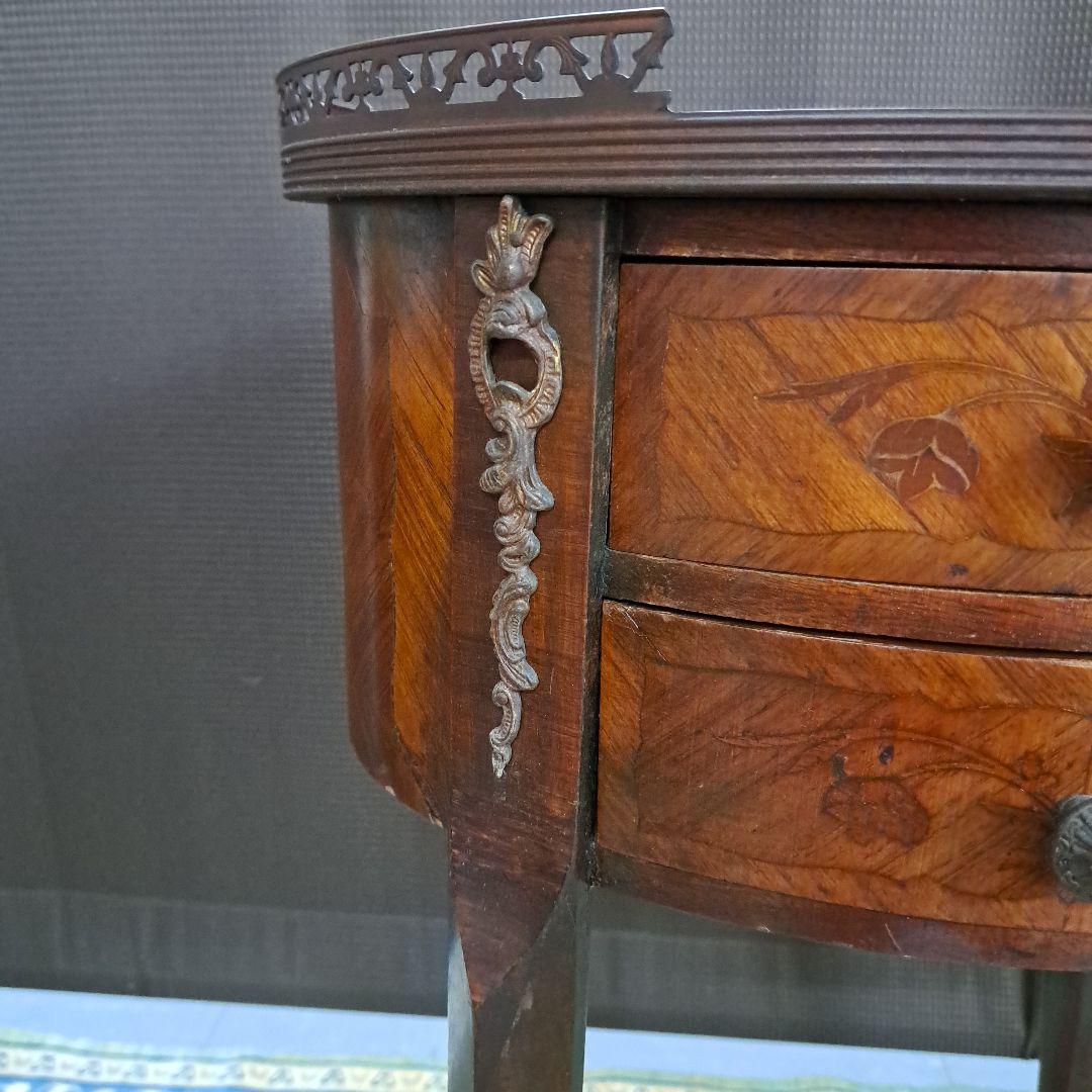 アンティークマリネール調 陶板象嵌 サイドテーブル コンソール 飾り棚 猫脚