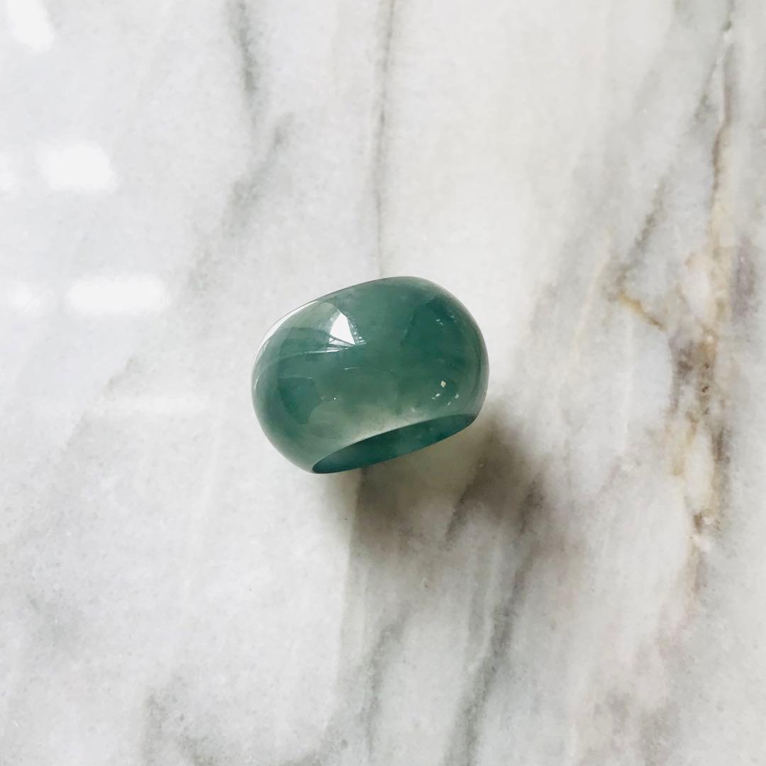 R184-001］ 翡翠 くりぬき リング 天然石 グアテマラ産 10号 指輪