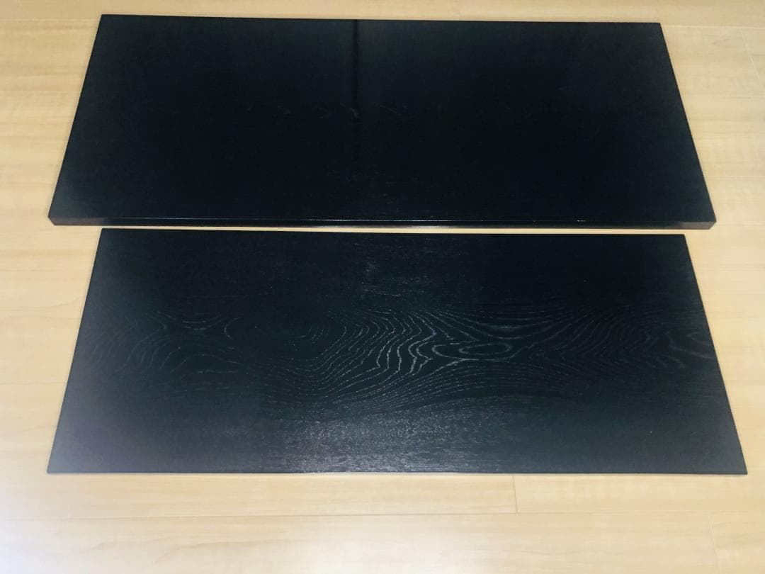 茶道具　長板　黒搔合塗　一双（風炉長板と炉長板）