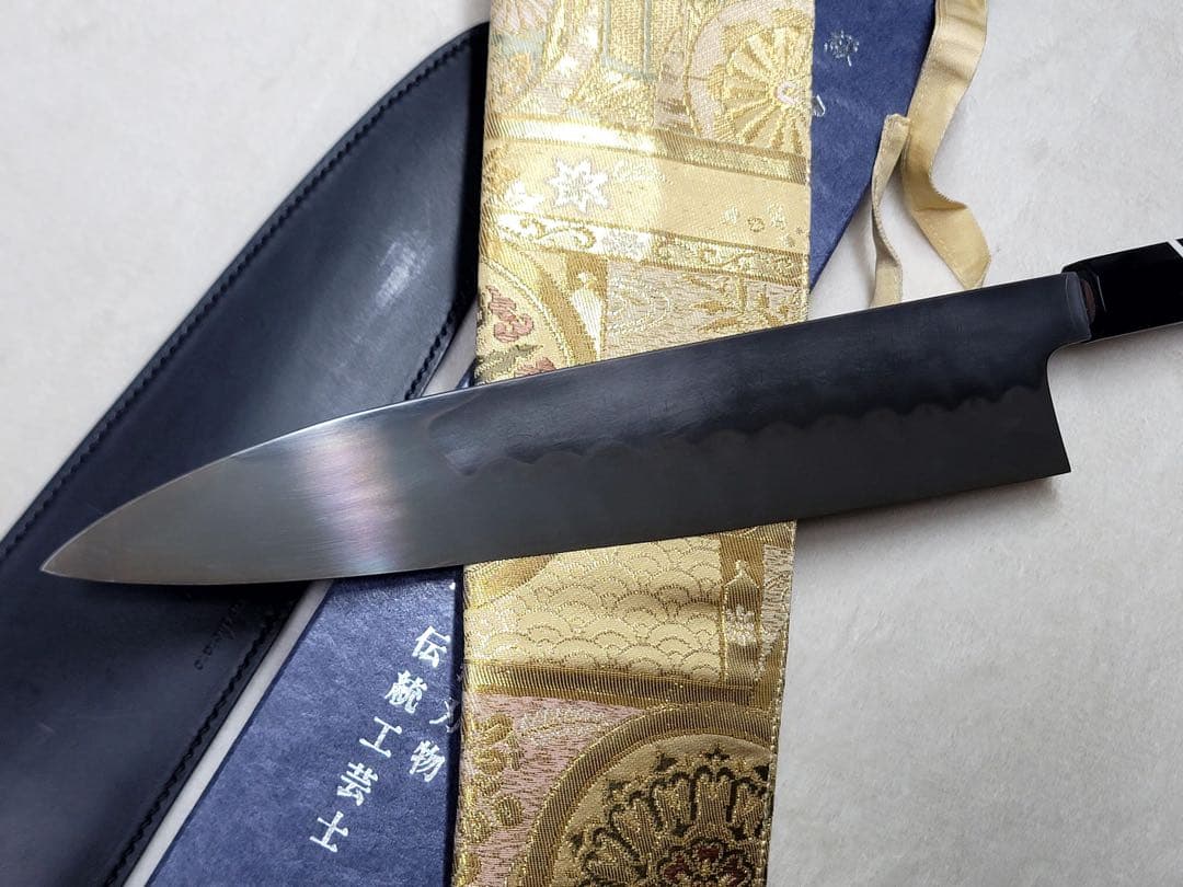 池田　辰夫　水本焼　白ニ鋼　牛刀300mm