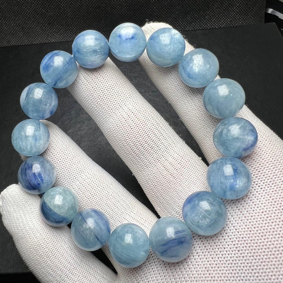 【67253】天然 カイヤナイト 13.4mm ブレスレット 天然石