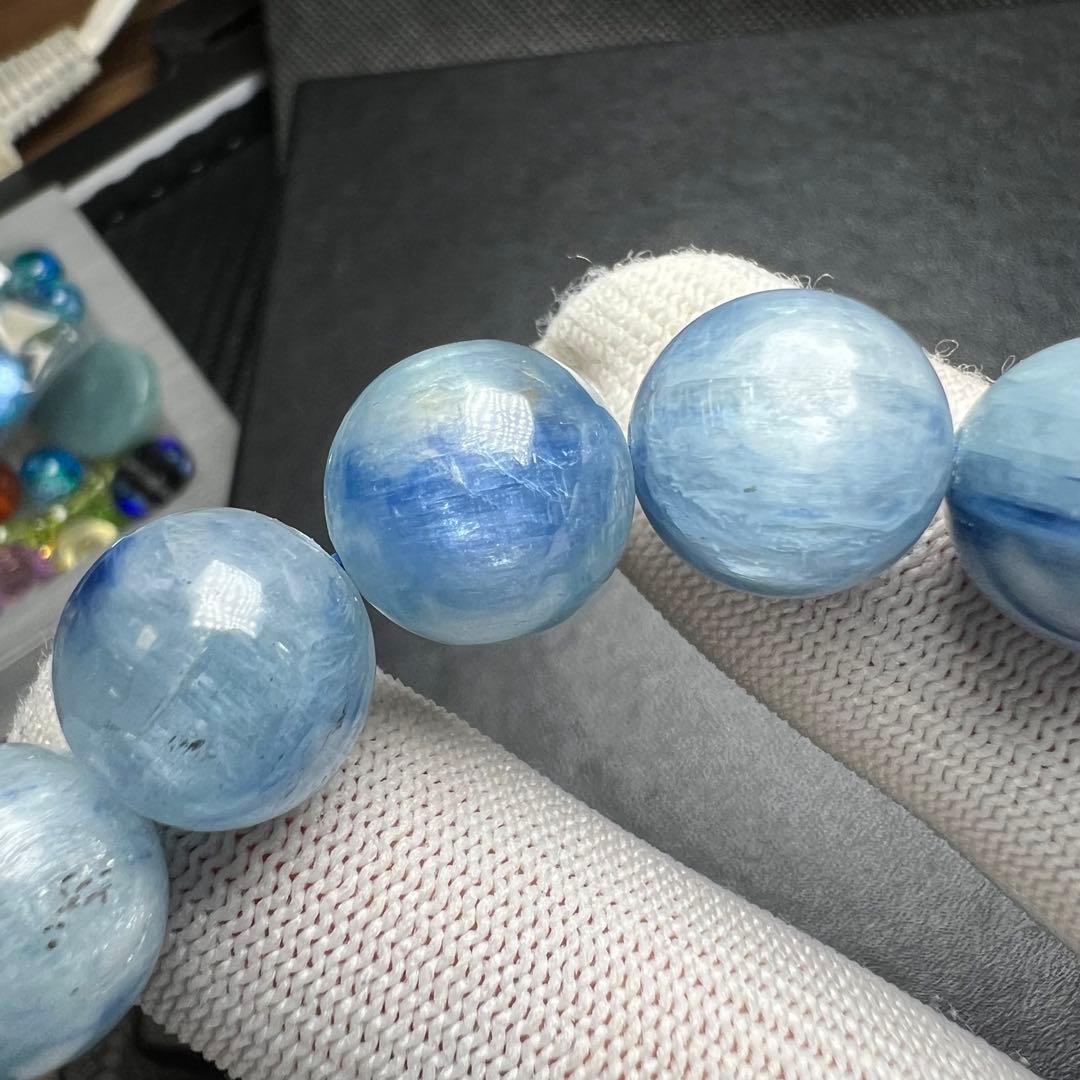 【67253】天然 カイヤナイト 13.4mm ブレスレット 天然石