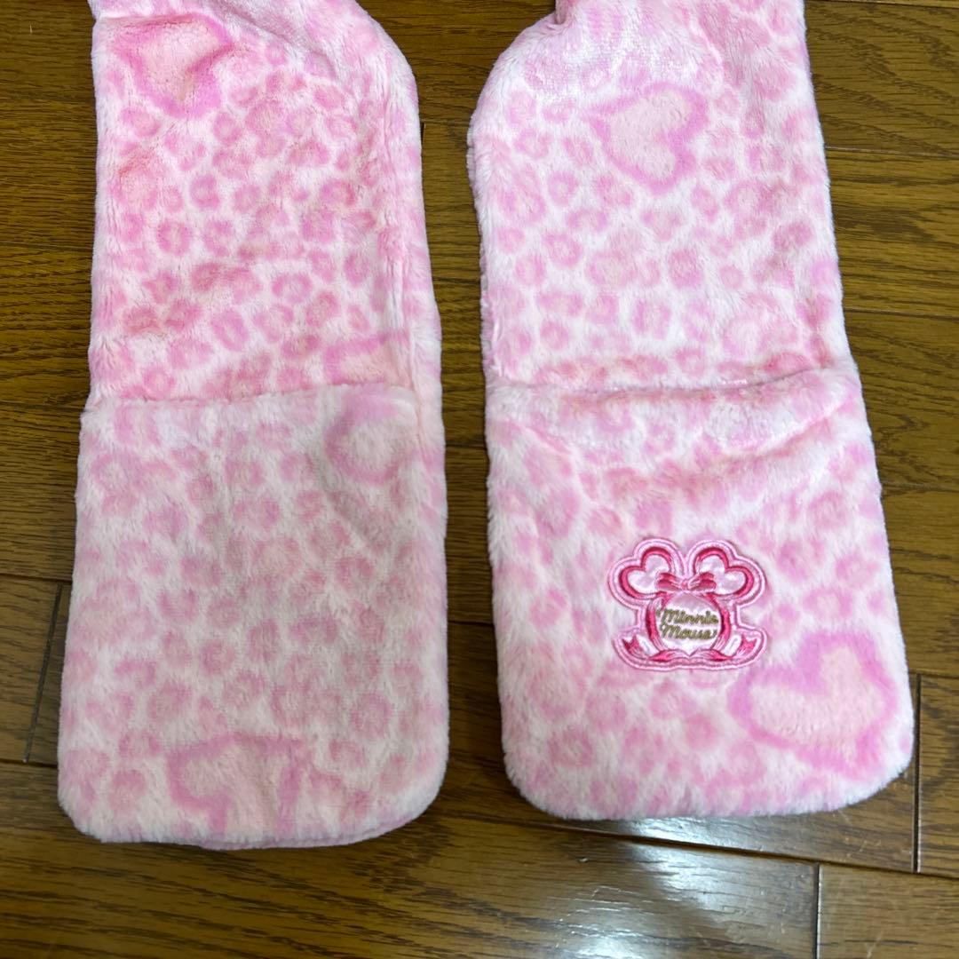 ディズニー限定 ミニー ピンク ヒョウ柄 ファンキャップマフラー