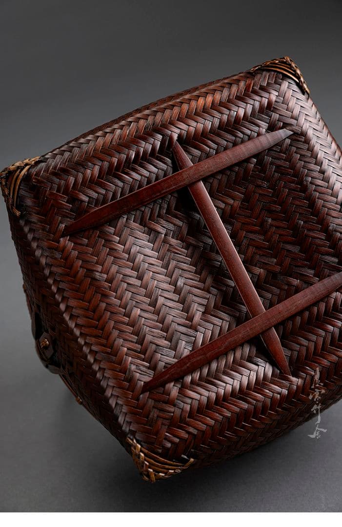 竹細工 極上品 茶道具 茶器収納 収納 手作工芸品  買い物かご