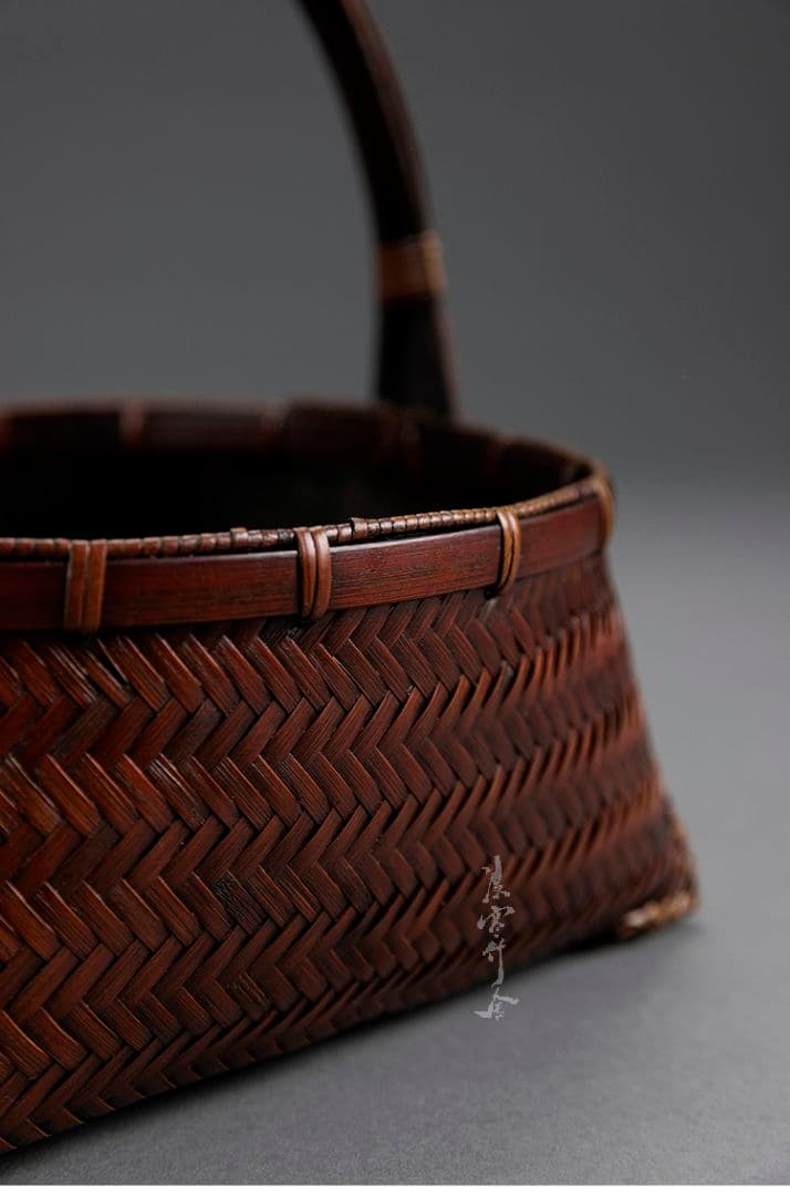 竹細工 極上品 茶道具 茶器収納 収納 手作工芸品  買い物かご