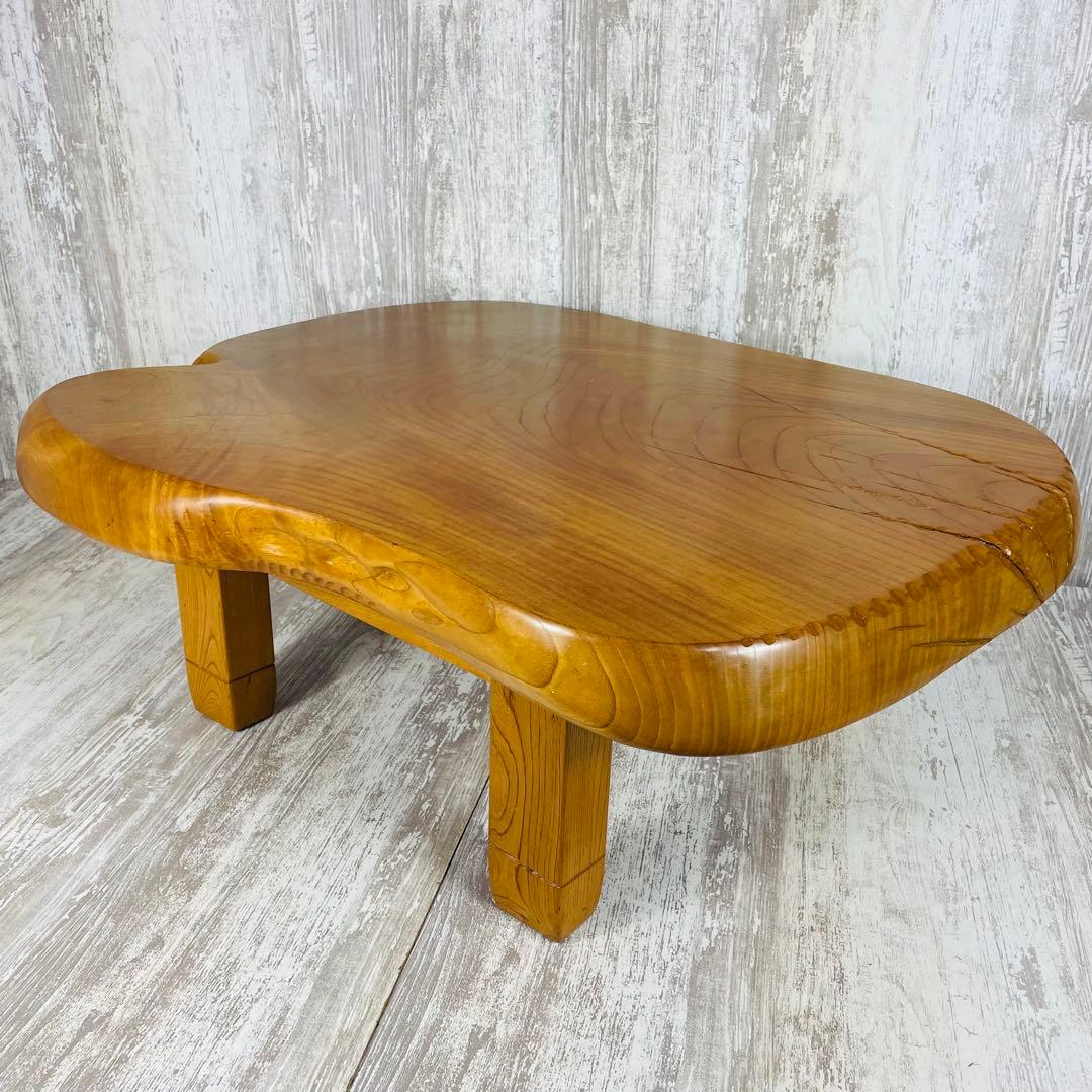 昭和レトロ 木製 天然木 一枚板 脚付き 座卓 センターテーブル 古家具