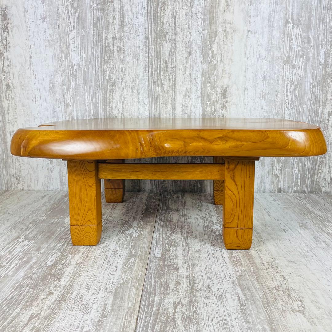 昭和レトロ 木製 天然木 一枚板 脚付き 座卓 センターテーブル 古家具