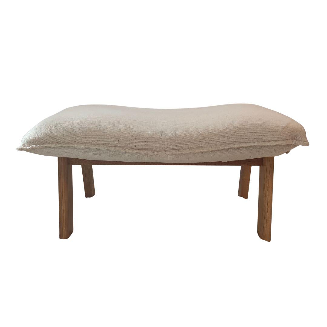 美品✨無印良品 ハイバックリクライニングソファ用オットマン アイボリー 麻混