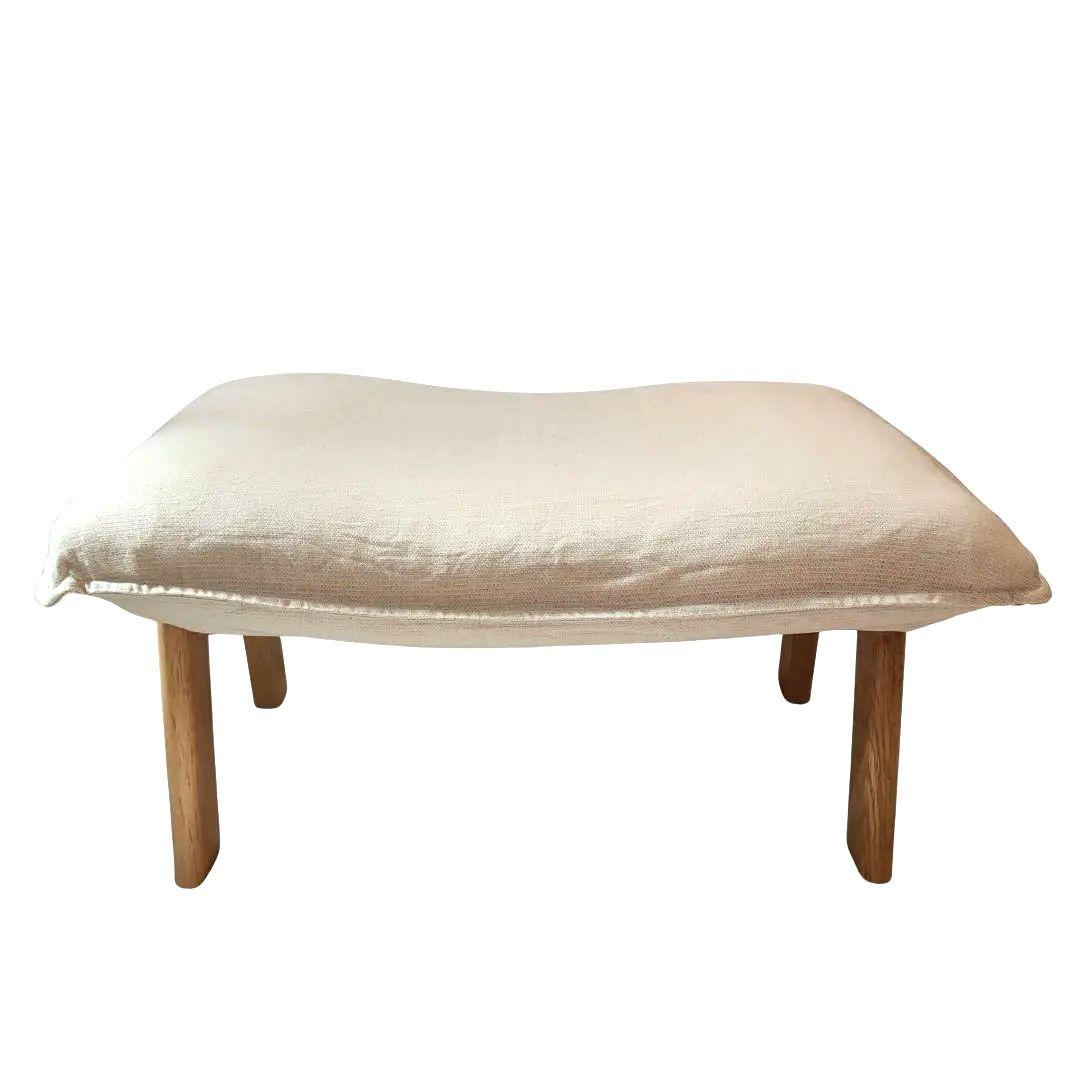 美品✨無印良品 ハイバックリクライニングソファ用オットマン アイボリー 麻混