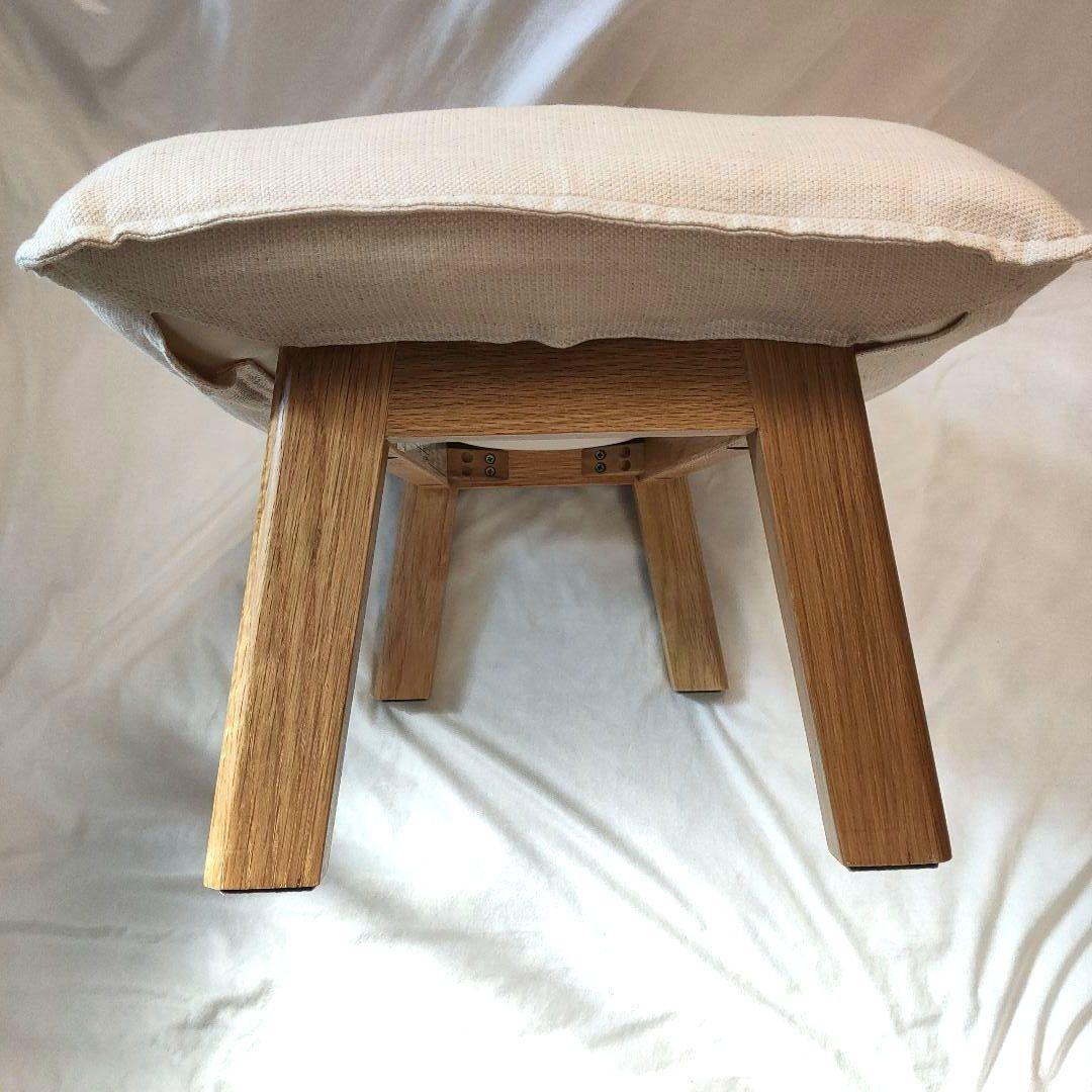 美品✨無印良品 ハイバックリクライニングソファ用オットマン アイボリー 麻混