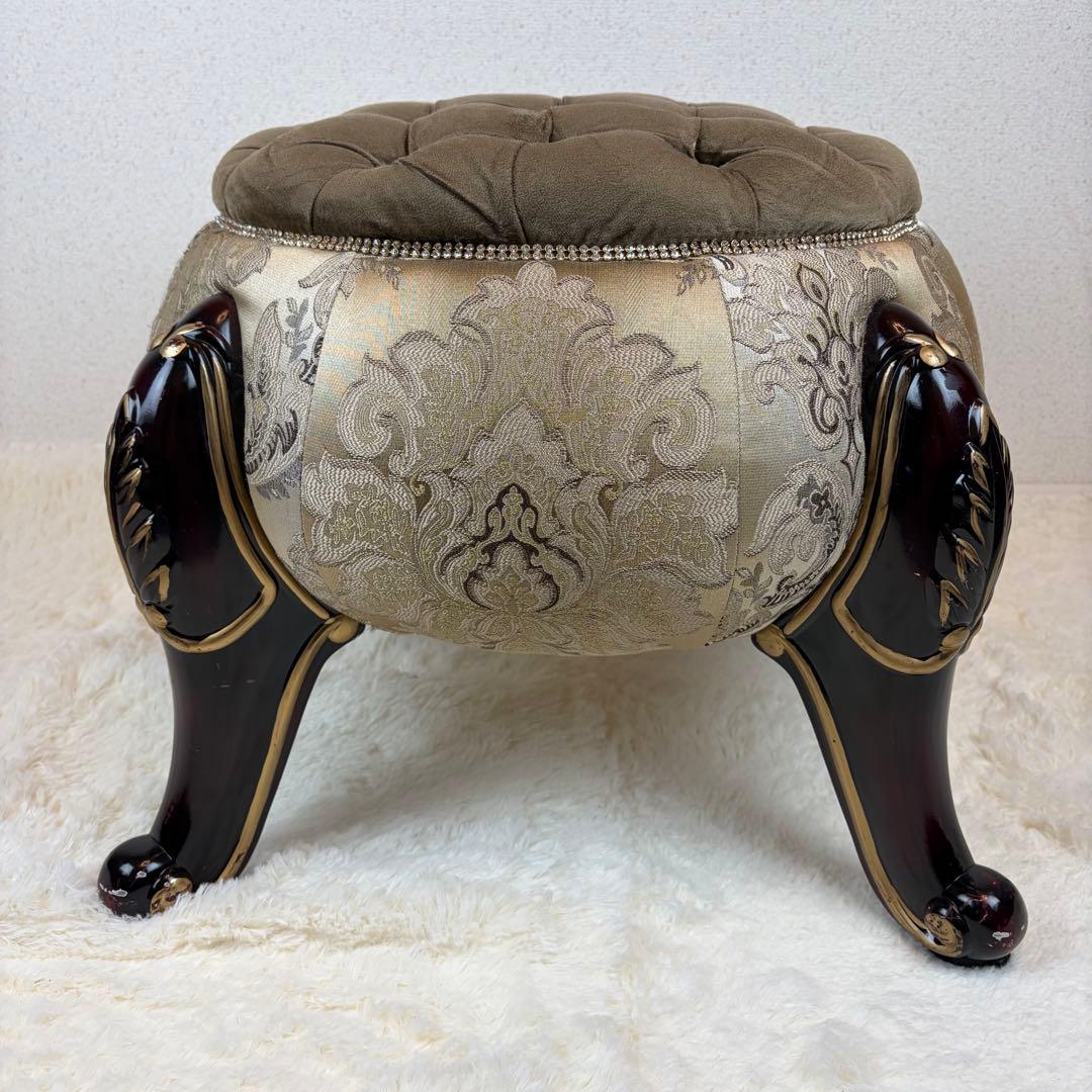 送料無料 アンティーク調チェア フットスツール 椅子 オットマン 猫脚 猫足